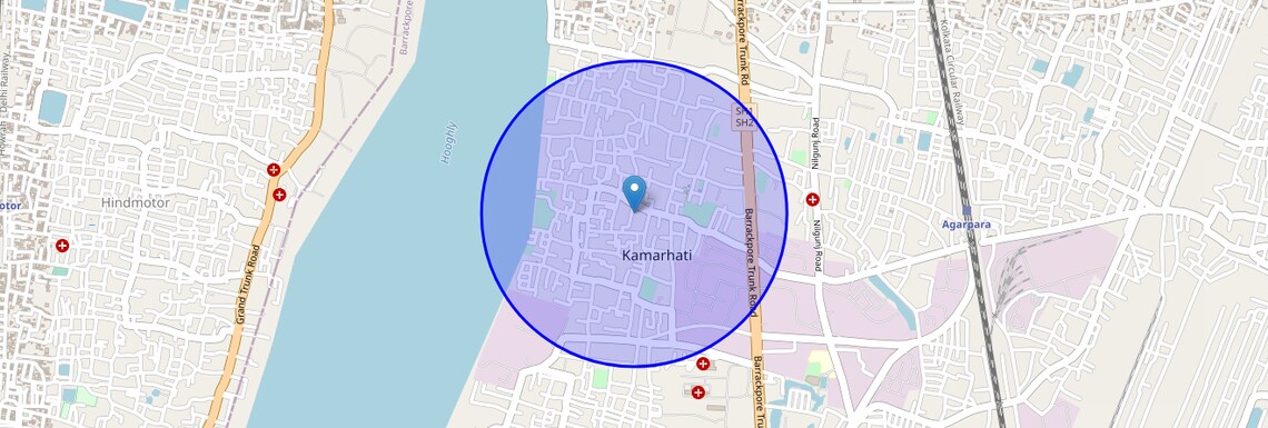 Location Map of Kamarhati On BT Road, Kolkata