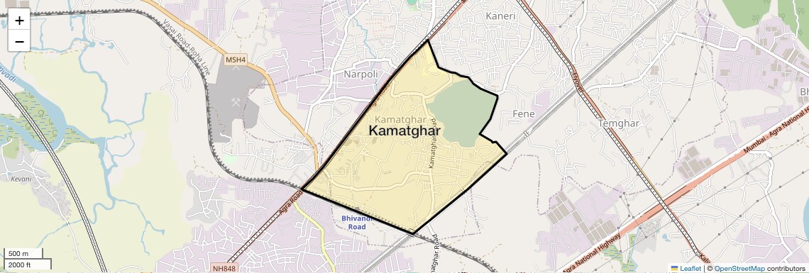 Location Map of Kamatghar, Thane