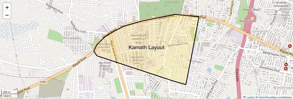 Location Map of Kamath Layout, Bangalore
