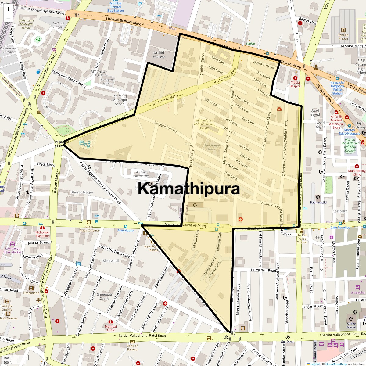 Location Map of Kamathipura, Mumbai