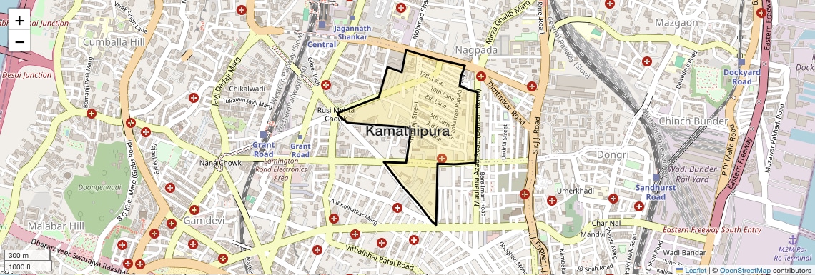 Location Map of Kamathipura, Mumbai