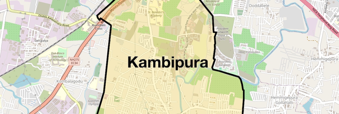 Location Map of Kambipura, Bangalore