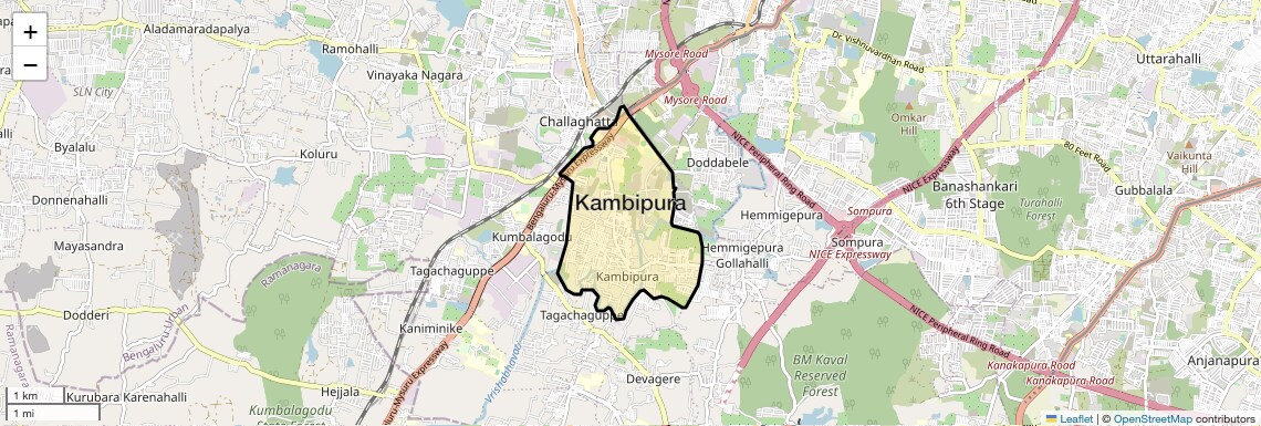 Location Map of Kambipura, Bangalore