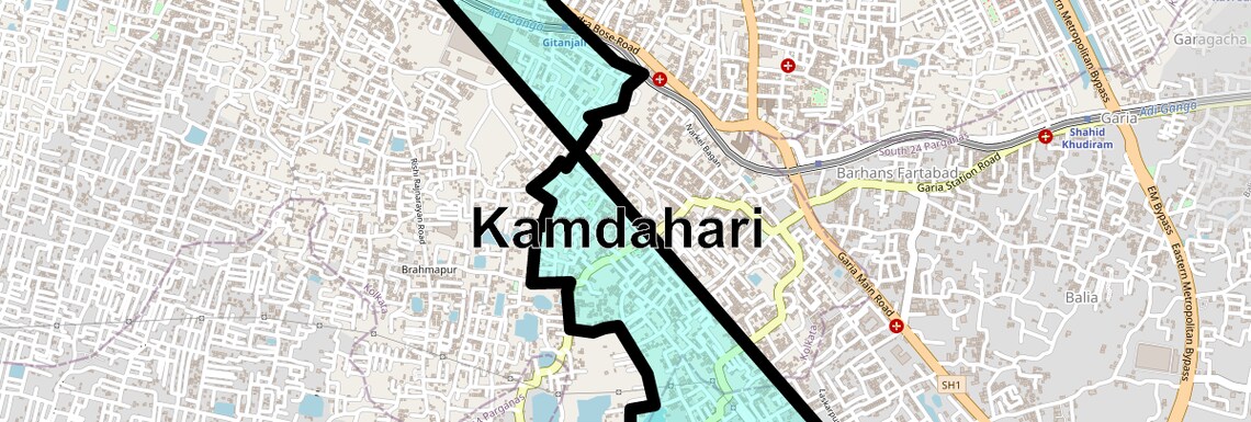 Location Map of Kamdahari, Kolkata