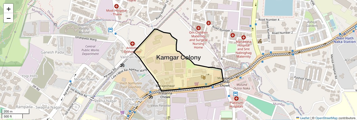Location Map of Kamgar Colony, Mumbai