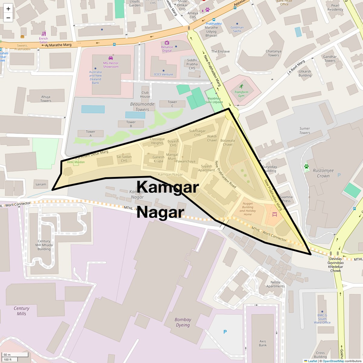 Location Map of Kamgar Nagar, Mumbai