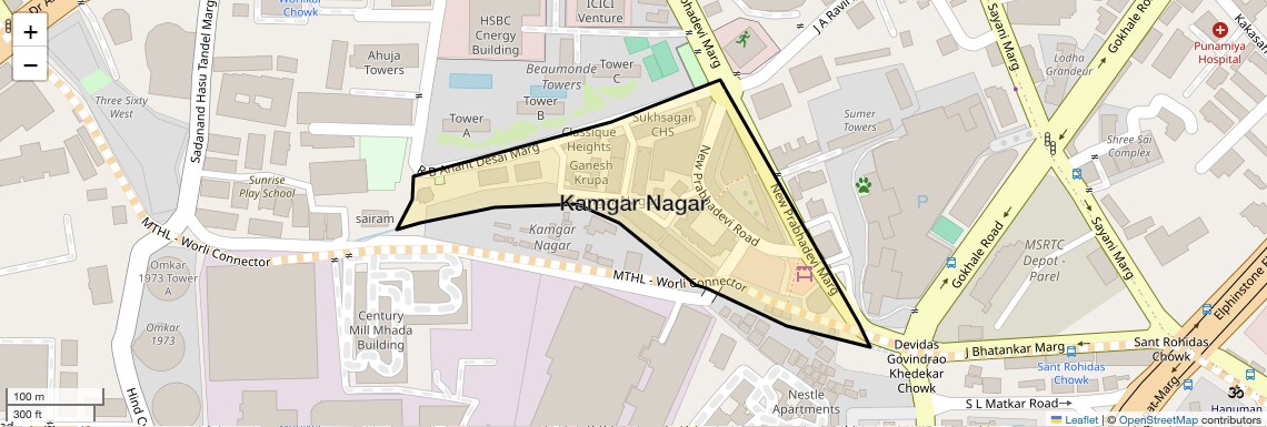 Location Map of Kamgar Nagar, Mumbai