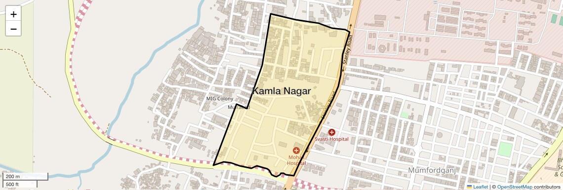 Location Map of Kamla Nagar, Allahabad