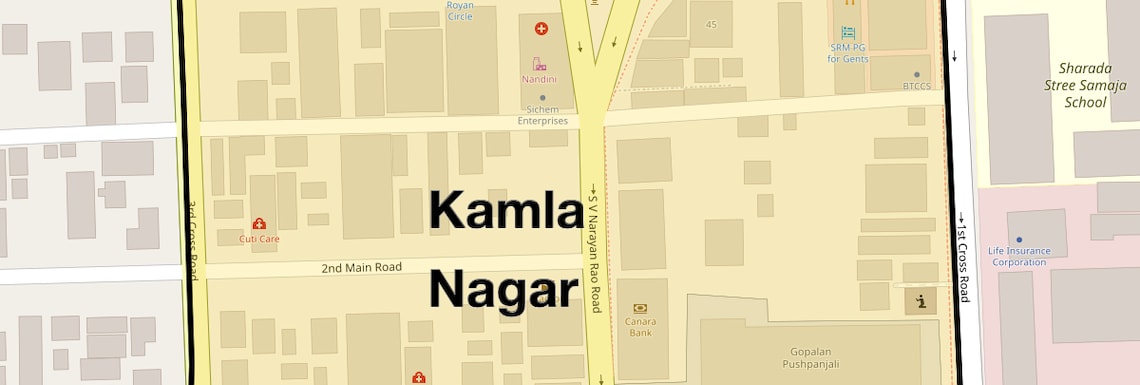 Location Map of Kamla Nagar, Bangalore
