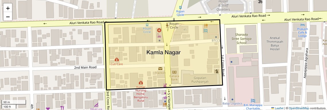 Location Map of Kamla Nagar, Bangalore