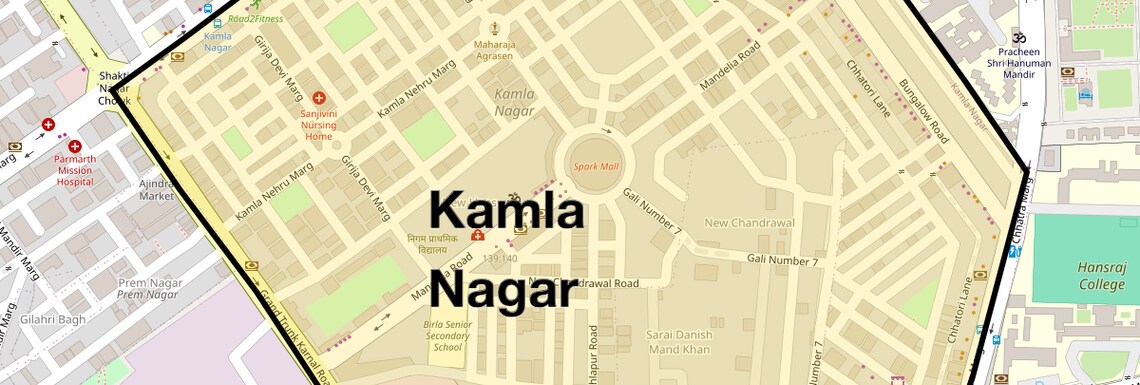 Location Map of Kamla Nagar, Delhi
