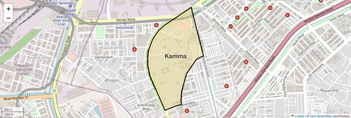 Location Map of Kamma, Ghaziabad