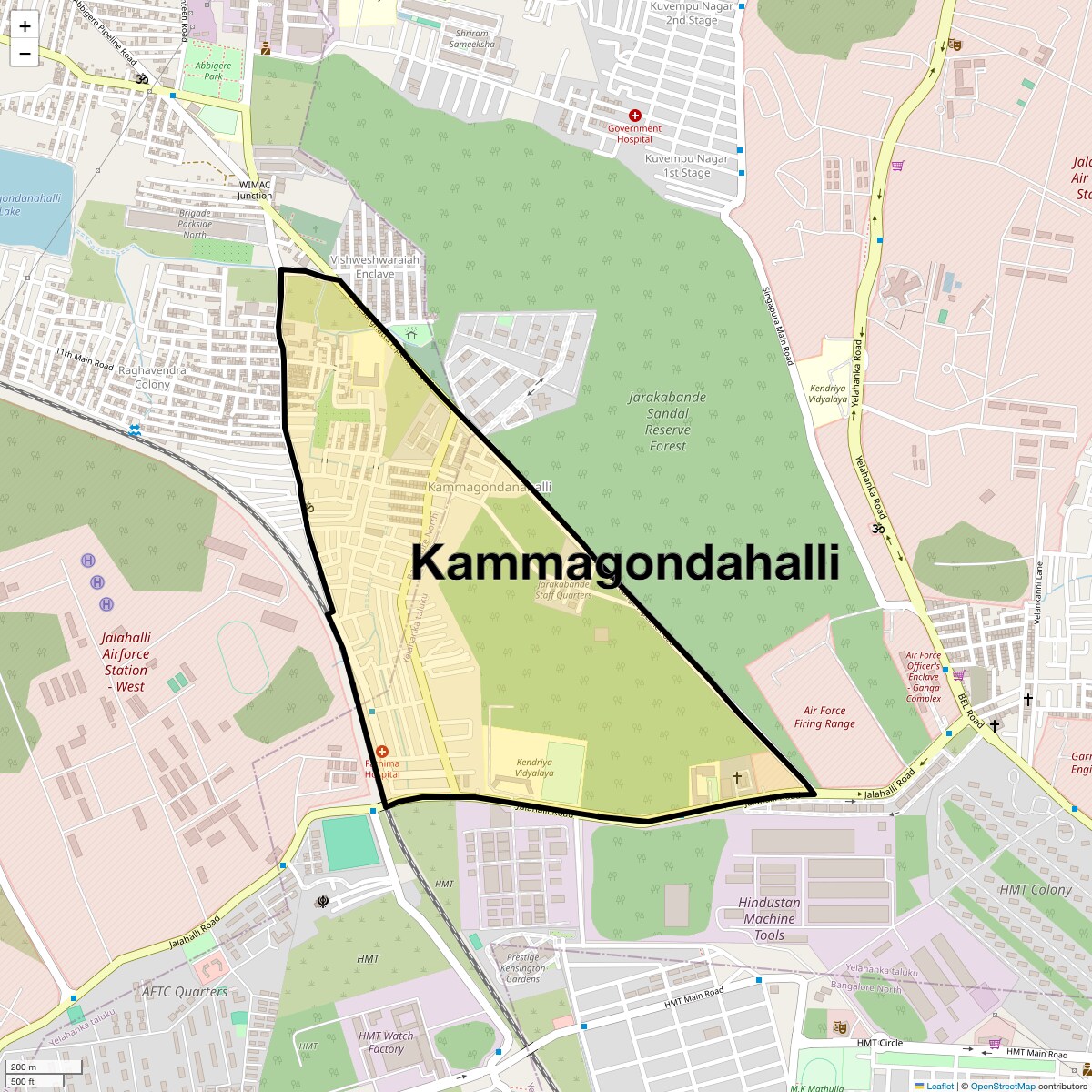 Location Map of Kammagondahalli, Bangalore
