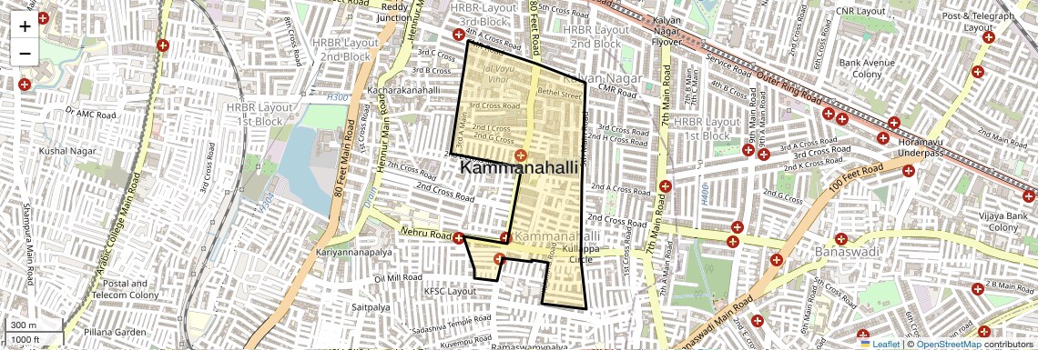 Location Map of Kammanahalli, Bangalore
