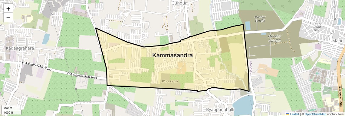 Location Map of Kammasandra, Bangalore