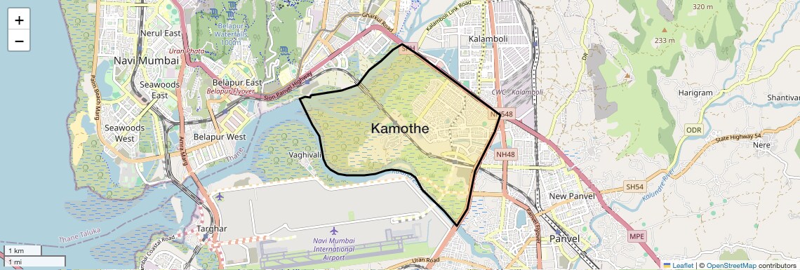 Location Map of Kamothe, Navi Mumbai