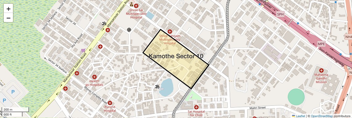 Location Map of Kamothe Sector 10, Navi Mumbai