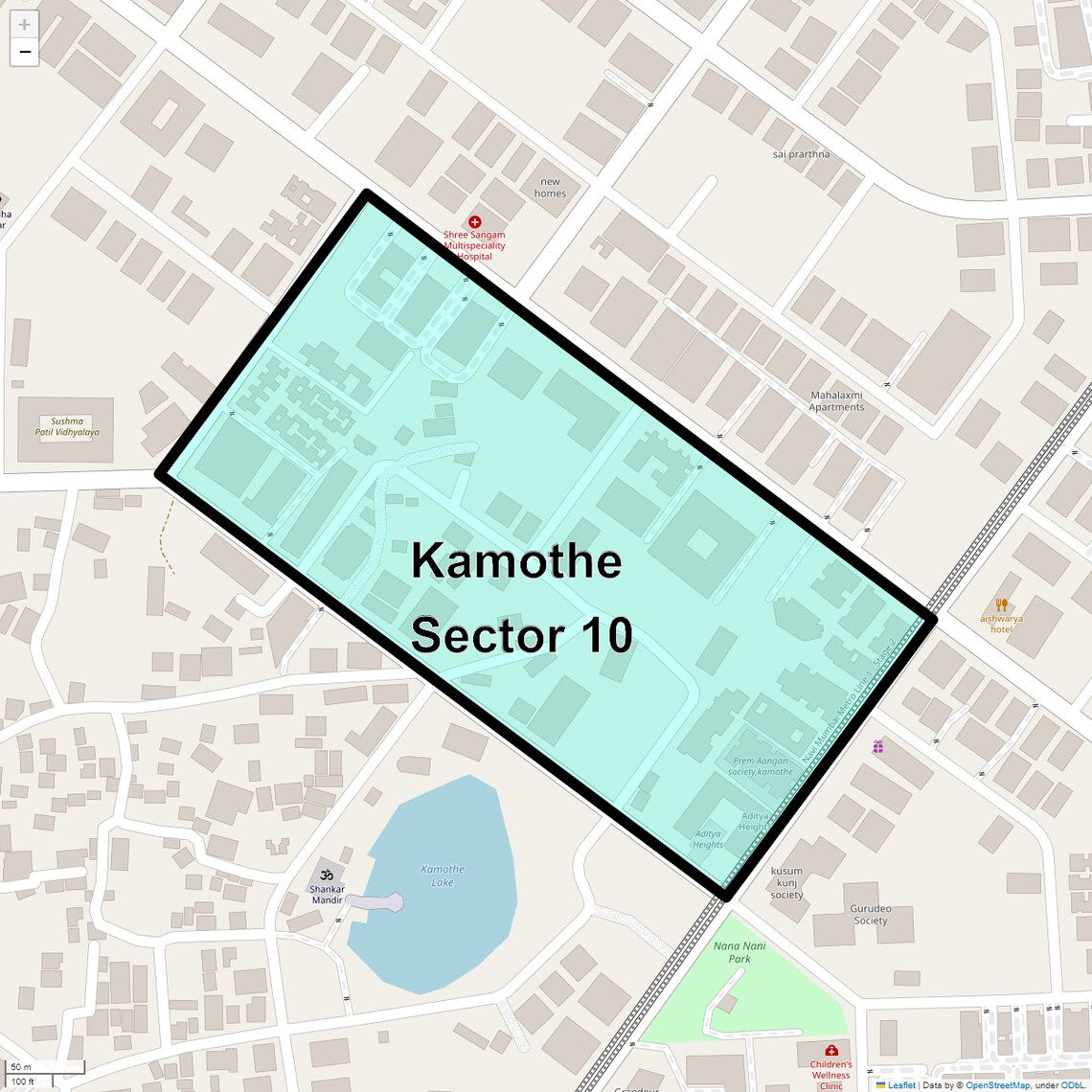 Location Map of Kamothe Sector 10, Navi Mumbai