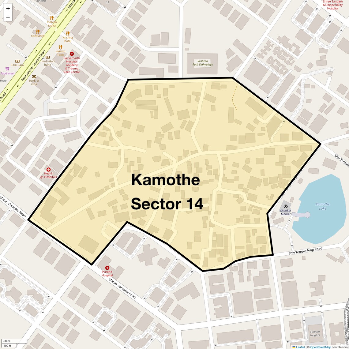 Location Map of Kamothe Sector 14, Navi Mumbai