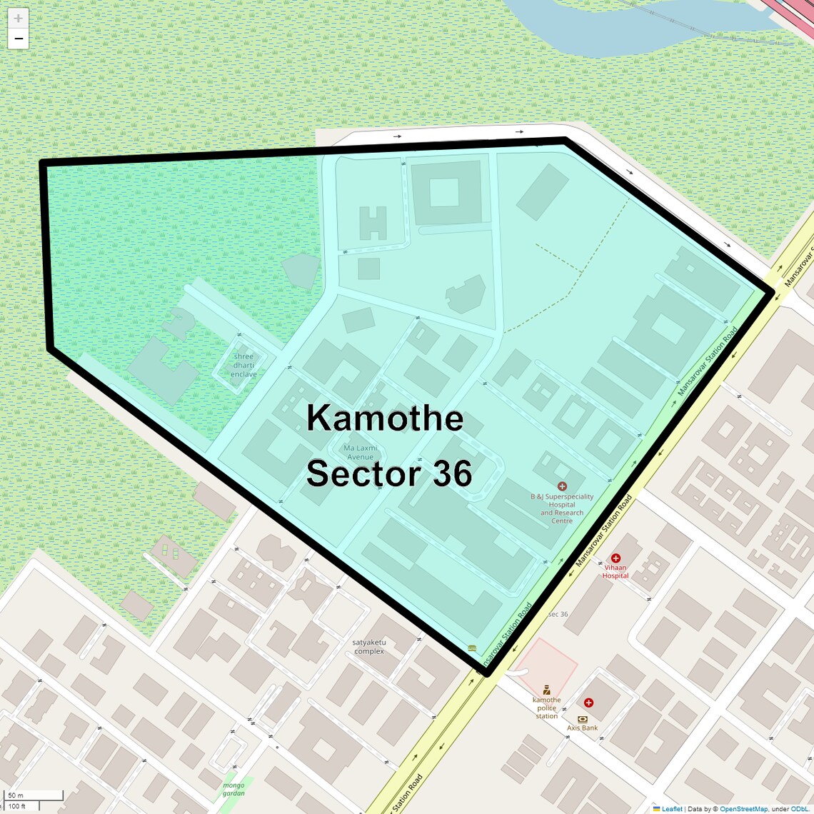 Location Map of Kamothe Sector 36, Navi Mumbai