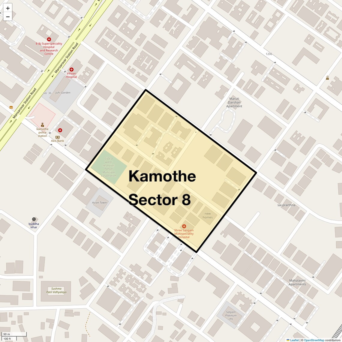 Location Map of Kamothe Sector 8, Navi Mumbai