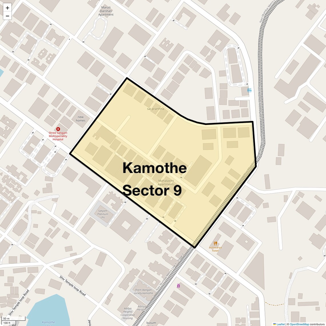 Location Map of Kamothe Sector 9, Navi Mumbai