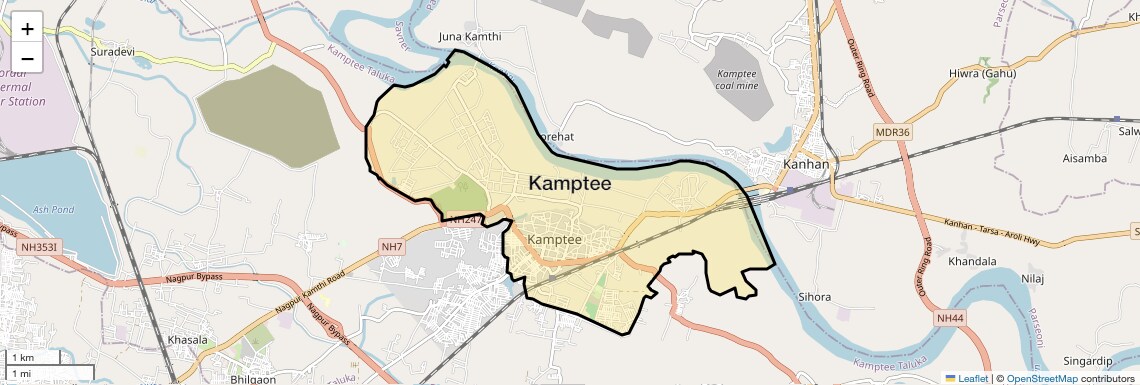 Location Map of Kamptee, Nagpur
