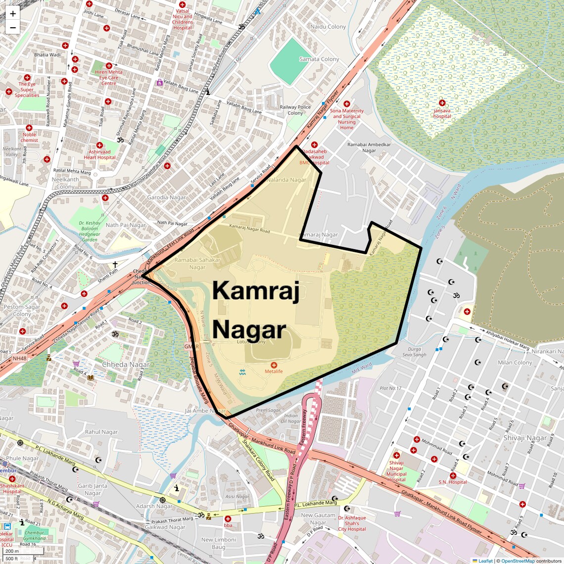 Location Map of Kamraj Nagar, Mumbai
