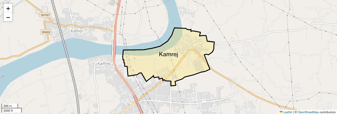 Location Map of Kamrej, Surat