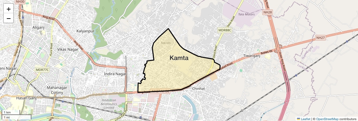 Location Map of Kamta, Lucknow