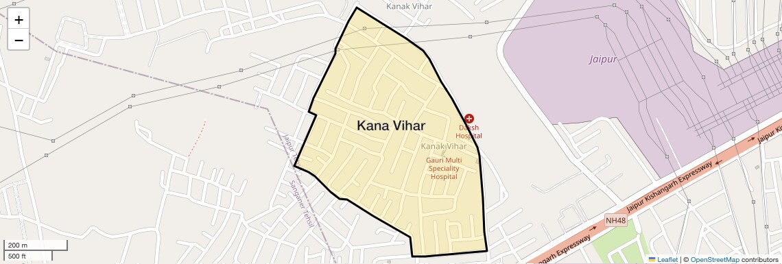 Location Map of Kana Vihar, Jaipur