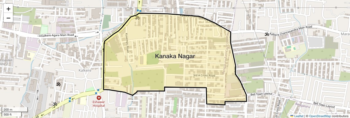 Location Map of Kanaka Nagar, Bangalore