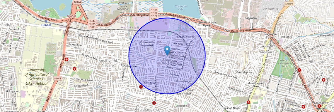 Location Map of Kanaka Nagar, Bangalore