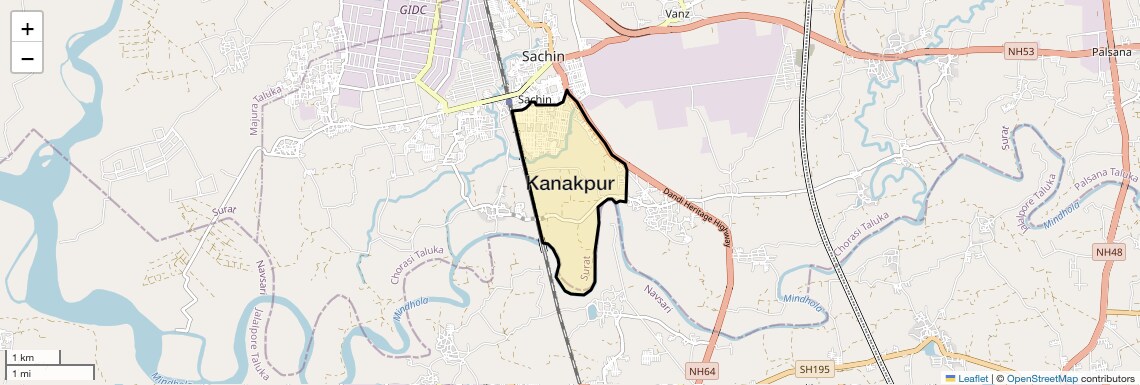 Location Map of Kanakpur, Surat