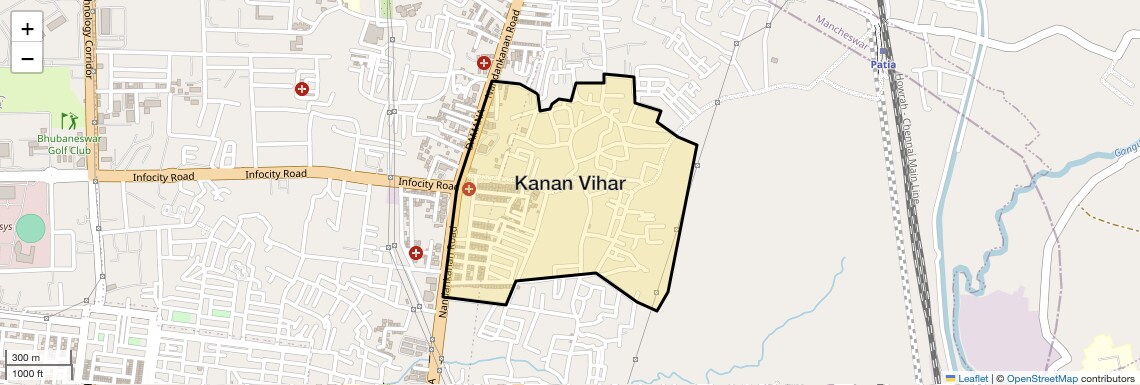 Location Map of Kanan Vihar, Bhubaneswar
