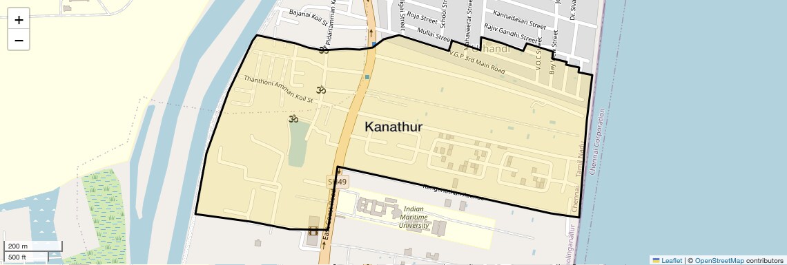 Location Map of Kanathur, Chennai