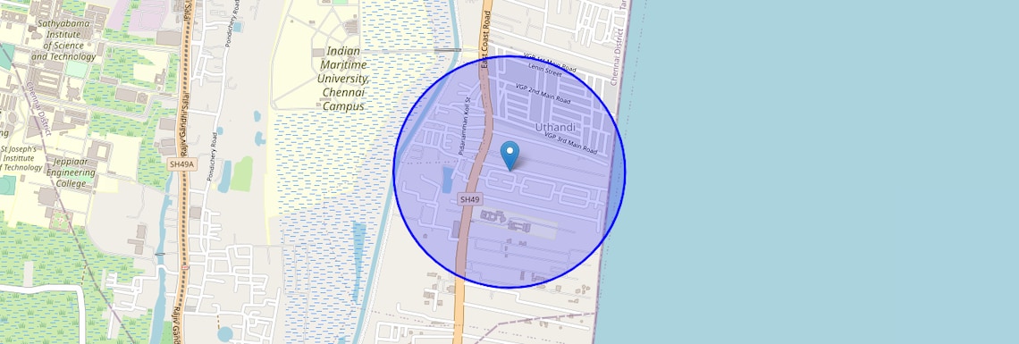 Location Map of Kanathur, Chennai
