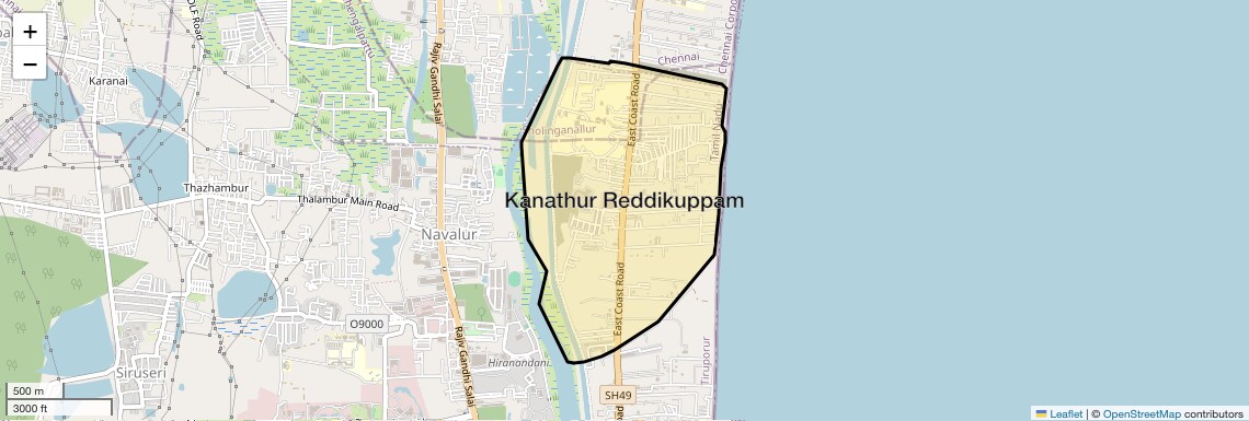Location Map of Kanathur Reddikuppam, Chennai