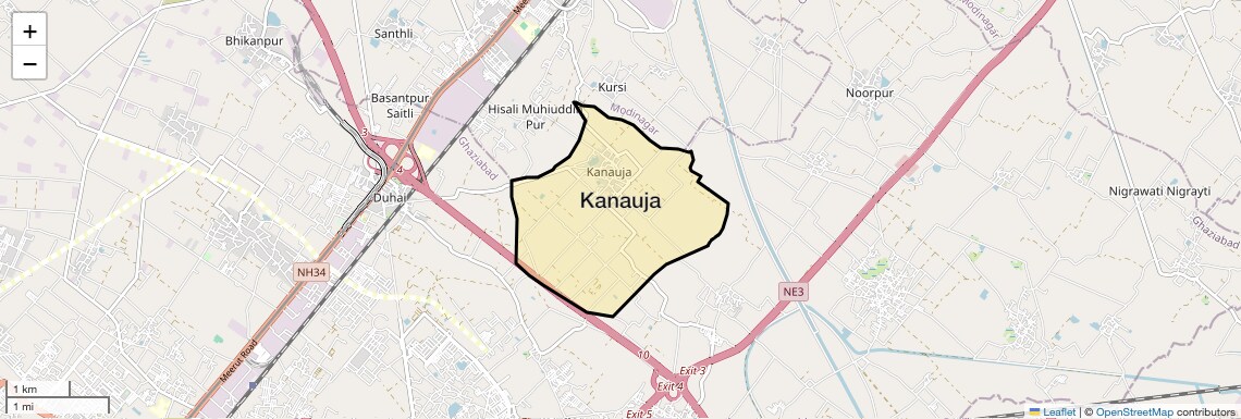 Location Map of Kanauja, Ghaziabad