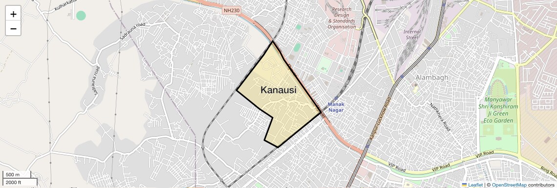 Location Map of Kanausi, Lucknow