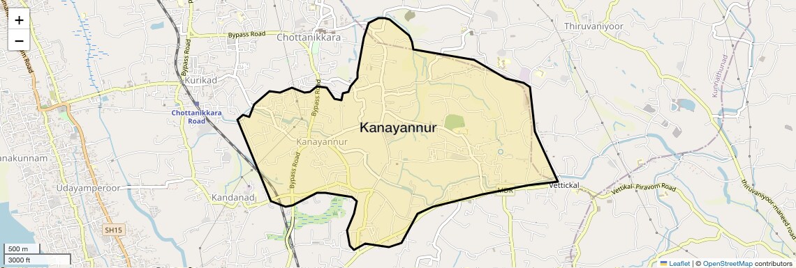 Location Map of Kanayannur, Kochi