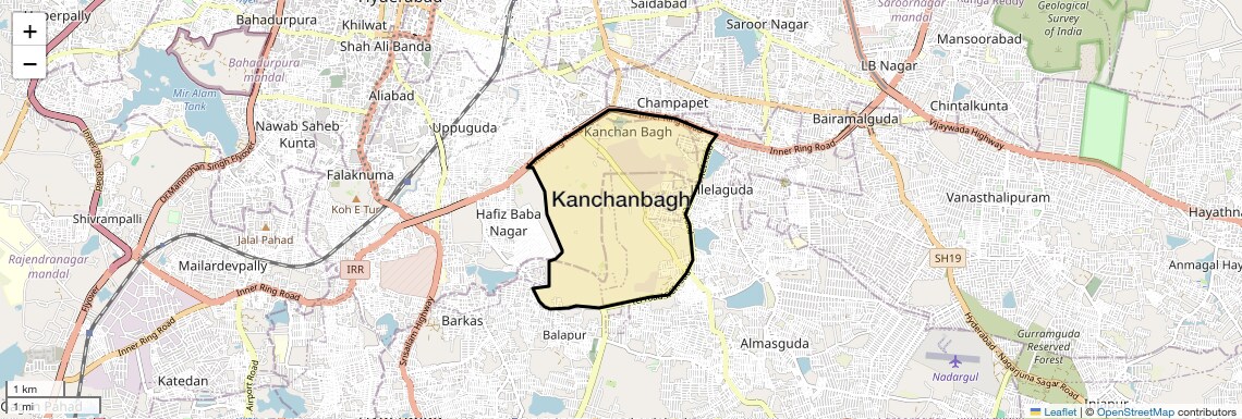 Location Map of Kanchanbagh, Hyderabad