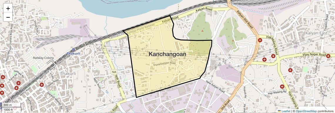 Location Map of Kanchangoan, Thane