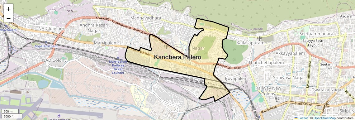 Location Map of Kanchera Palem, Vizag