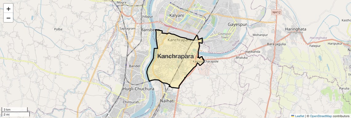 Location Map of Kanchrapara, Kolkata