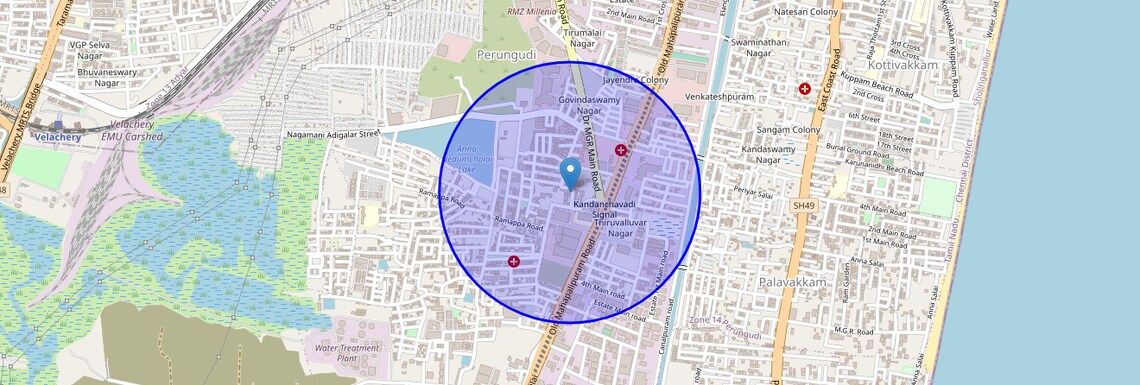 Location Map of Kandancavadi, Chennai
