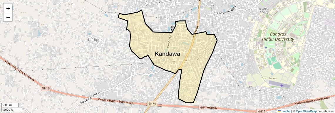Location Map of Kandawa, Varanasi