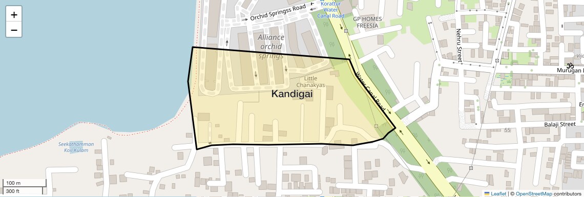 Location Map of Kandigai, Chennai