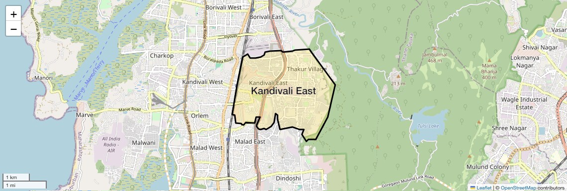 Location Map of Kandivali East, Mumbai