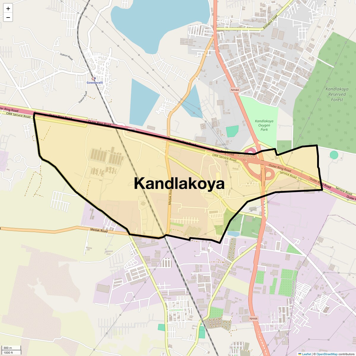 Location Map of Kandlakoya, Hyderabad